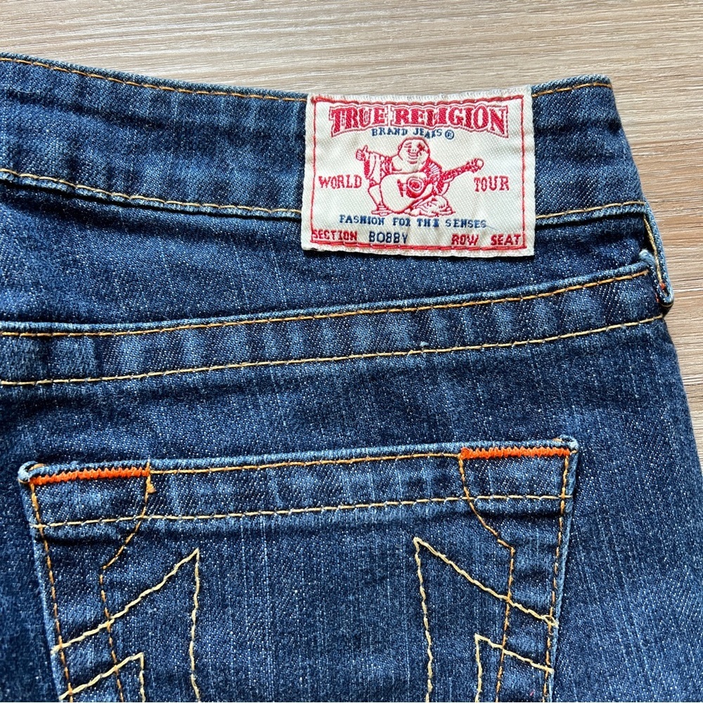 True Religion Flare Jeans Dark Wash Size 29 USA low rise Y2K Bobby women’s - Picture 3 of 9